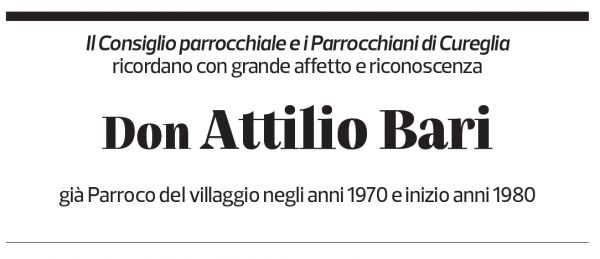 Annuncio funebre Attilio Bari