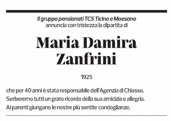 Annuncio funebre Maria Damira Zanfrini
