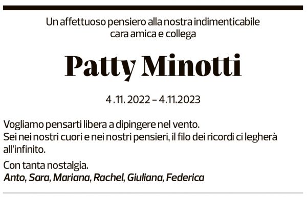 Annuncio funebre Patrizia Minotti