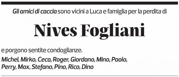 Annuncio funebre Nives Fogliani