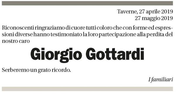 Annuncio funebre Giorgio Gottardi