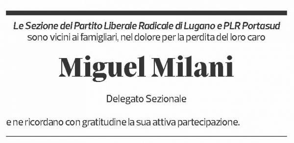 Annuncio funebre Miguel Milani
