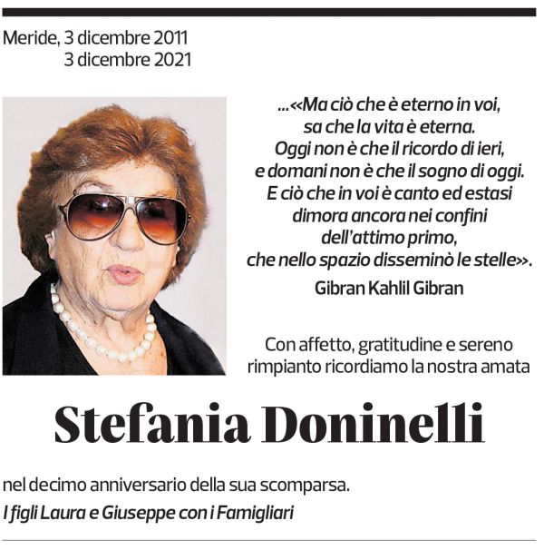 Annuncio funebre Stefania Doninelli