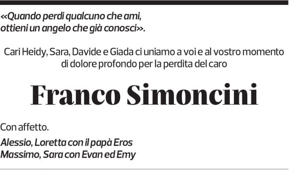 Annuncio funebre Franco Simoncini