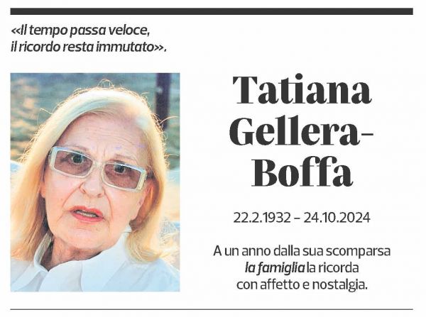 Annuncio funebre Tatiana Gellera-boffa