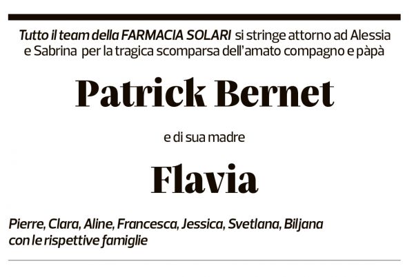 Annuncio funebre Patrick Bernet Flavia