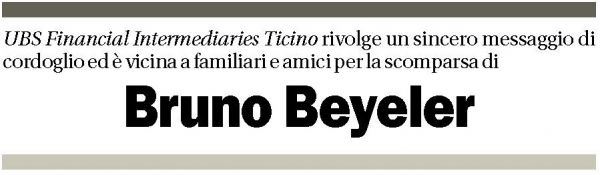 Annuncio funebre Bruno Beyeler