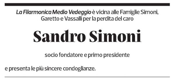 Annuncio funebre Sandro Simoni