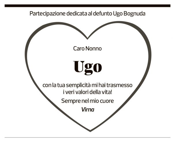 Annuncio funebre Ugo Bognuda