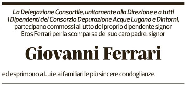 Annuncio funebre Giovanni Ferrari