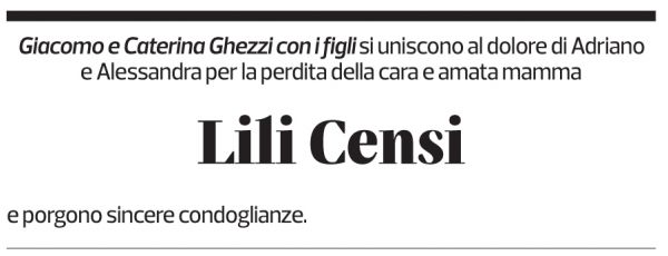 Annuncio funebre Lilli Censi