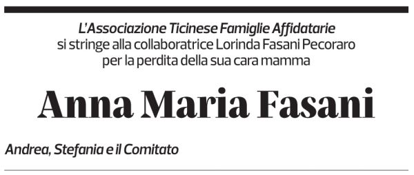 Annuncio funebre Anna Maria Fasani