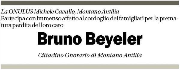 Annuncio funebre Bruno Beyeler