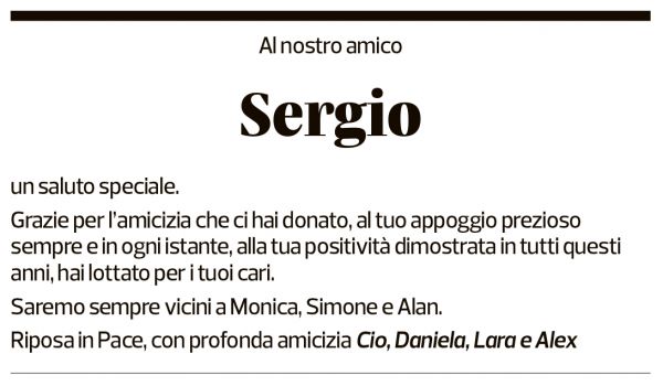 Annuncio funebre Sergio Triacca