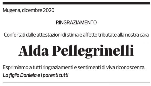 Annuncio funebre Alda Pellegrinelli