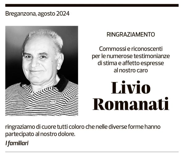 Annuncio funebre Livio Romanati