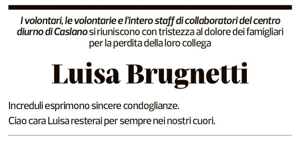 Annuncio funebre Luisa Brugnetti