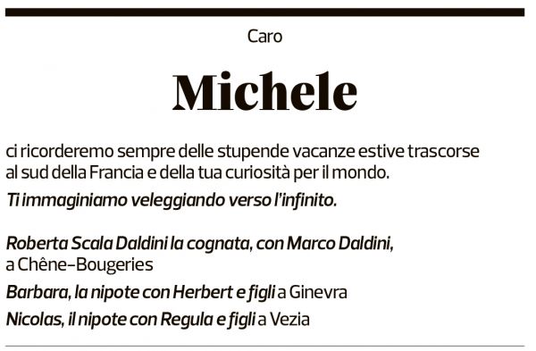 Annuncio funebre Michele Raggi