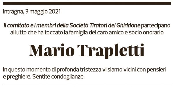 Annuncio funebre Mario Trapletti