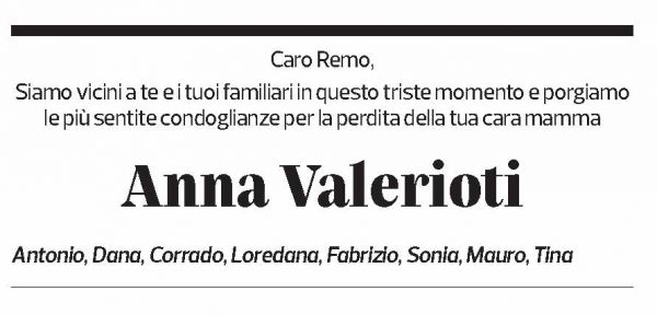 Annuncio funebre Anna Valerioti