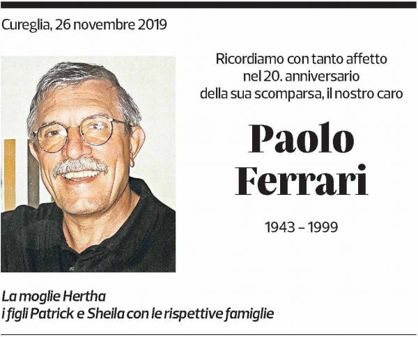 Annuncio funebre Paolo Ferrari