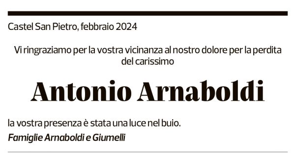 Annuncio funebre Antonio Arnaboldi