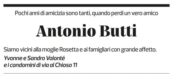 Annuncio funebre Antonio Butti