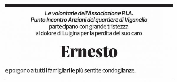 Annuncio funebre Ernesto Berger
