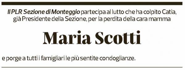 Annuncio funebre Maria Scotti