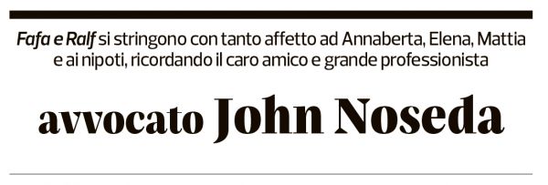 Annuncio funebre John Noseda