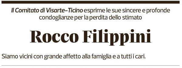 Annuncio funebre Rocco Filippini