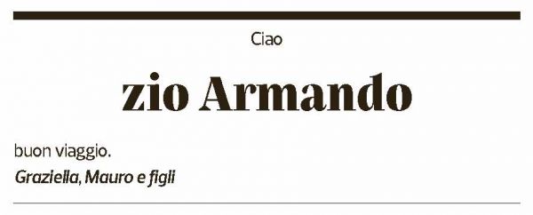 Annuncio funebre Armando Fumasoli