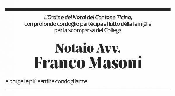 Annuncio funebre Franco Masoni