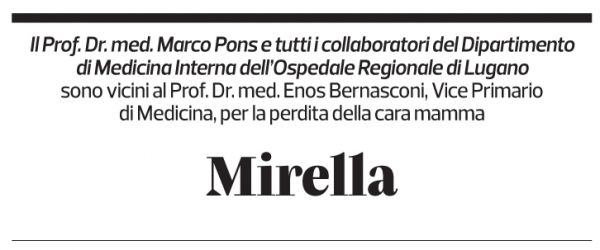 Annuncio funebre Mirella Bernasconi