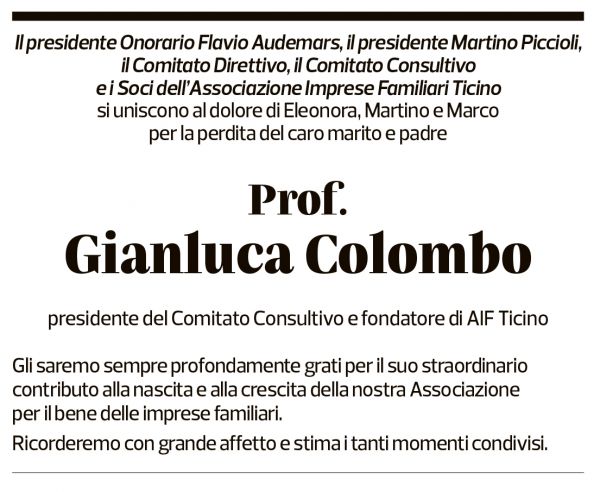 Annuncio funebre Gianluca Colombo