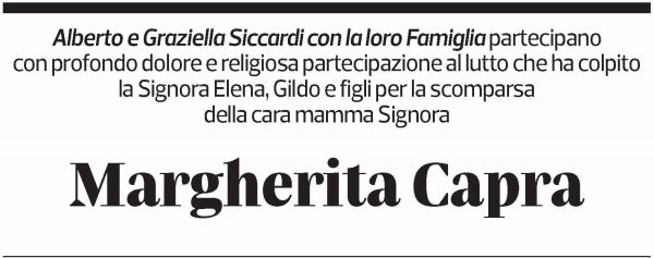 Annuncio funebre Margherita Capra