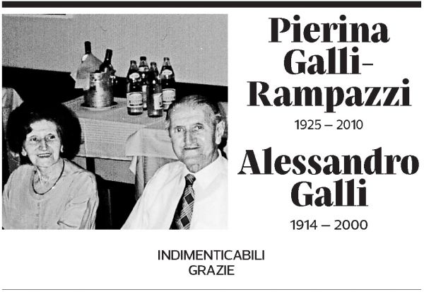 Annuncio funebre Pierina Galli-rampazzi Alessandro Galli