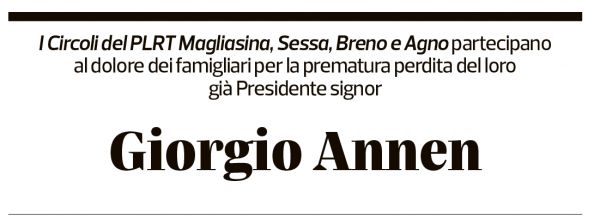 Annuncio funebre Giorgio Annen