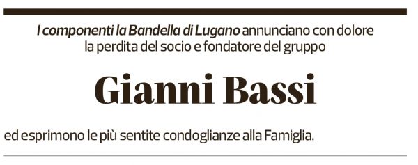 Annuncio funebre Gianni Bassi