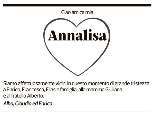 Annuncio funebre Annalisa Pesenti