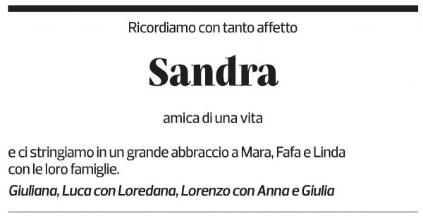 Annuncio funebre Sandra Poggioli