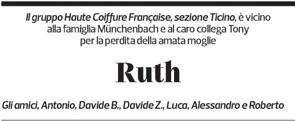 Annuncio funebre Ruth Münchenbach