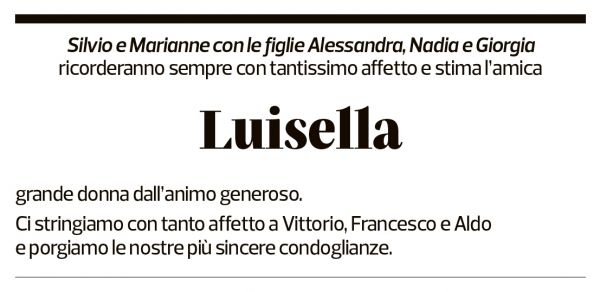 Annuncio funebre Luisella Cassani-carozza