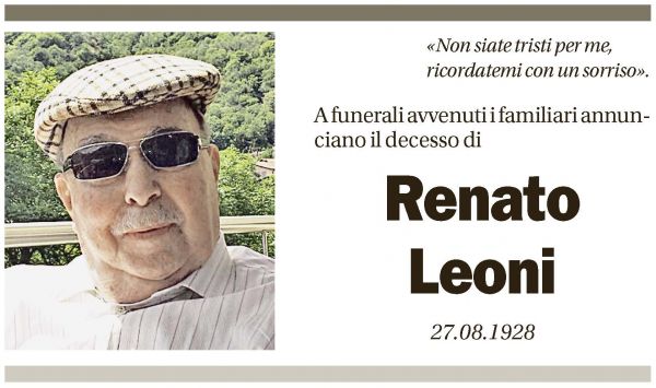 Annuncio funebre Renato Leoni