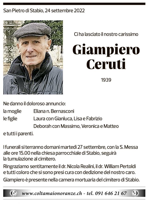 Annuncio funebre Giampiero Ceruti