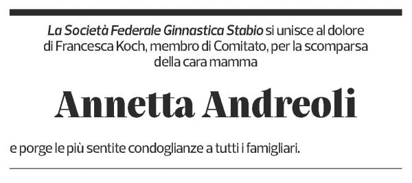 Annuncio funebre Annetta Andreoli