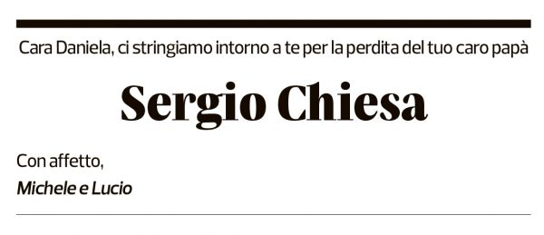 Annuncio funebre Sergio Chiesa