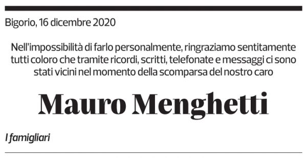 Annuncio funebre Mauro Menghetti