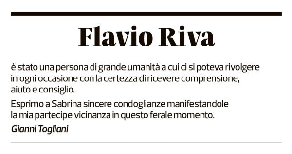 Annuncio funebre Flavio Riva