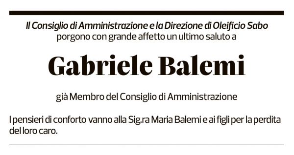 Annuncio funebre Gabriele Balemi